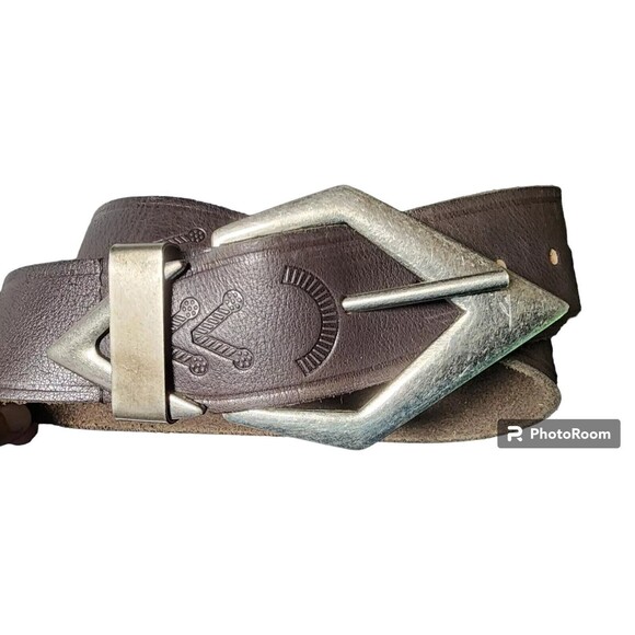 Free People Accessories - Free People Leather Belt Silver Buckle and Tip Embossed